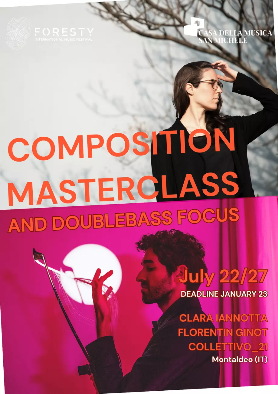 poster with photos of Clara Iannotta and Florentin Ginot