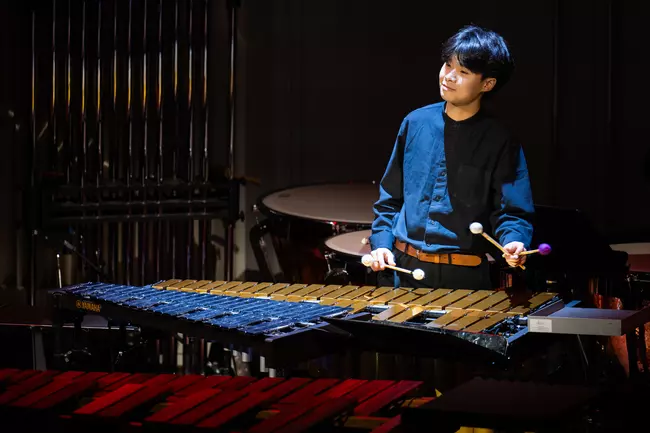 Keith Ng enjoying playing vibraphone and glockenspiel 